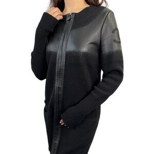 CHANEL Vintage P44562 CC Logo Long Jacket #34 One-piece Black Leather [105298]